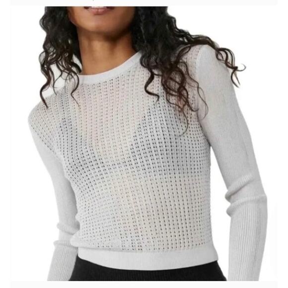 Free People Sweaters - NWOT Free People H20 Crew Neck Pullover Sheer Long Sleeve Mesh Found Moon Med